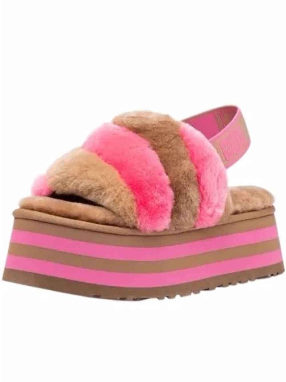 UGG Disco Stripe Slides in Chestnut Pink Rose